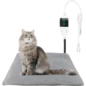 Pet Heating Pad for Dogs and Cats with Temperature Adjustment and Timer, Indoor Outdoor Heated Bed with Overheating Protection for Cat Dog House