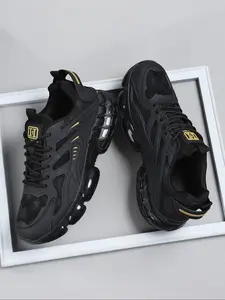 Men's Fashionable Patchwork Ombre Design Lace Up Sneakers, Casual Comfortable Breathable Athletic Running Shoes, Male All-match Round Toe Shoes for Daily Wear, Workout Sneakers