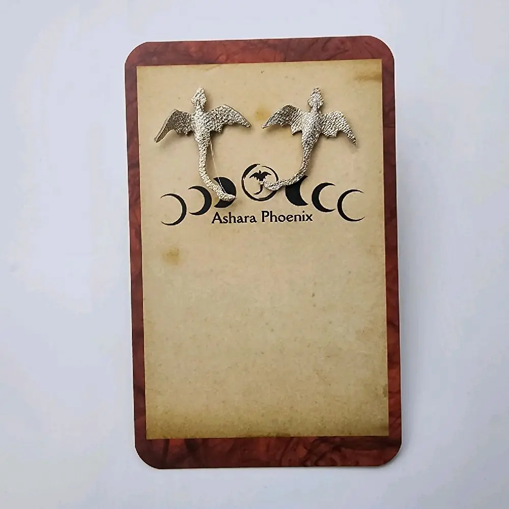 Starfire Fire Dragon Earrings Stud- Bold Transformation Courage Ignited Dragon Energy Handcrafted Limited Edition Jewelry