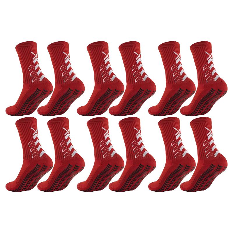 6 Pairs Men Women Non Slip Grip Athletic Socks Reinforced Toe Towel Bottom Breathable Shockproof Football Basketball Baseball Soccer Cycling