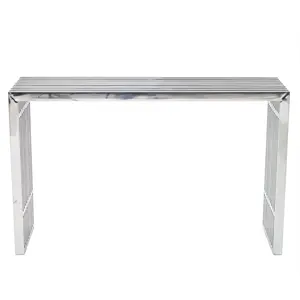 Gridiron Tubular Stainless Steel Console Table Radial Shape, Table In 29 Inch Height