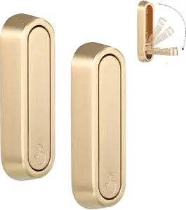 Foldable Wall Hooks 2 Pack, Heavy Duty Folding Coat Hooks Wall Mounted for Towels Robes Clothes Bags, Space Saving Bathroom Kitchen Hooks Gold
