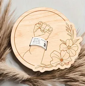 Personalized Newborn Hospital Bracelet Keepsake Box Engraved Baby Memory Gift Laser Cut Wood Fiber Wristband Holder Pregnancy Newborn Memento Mothers Fathers Day Gift
