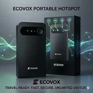 ECOVOX Global Hotspot Auto-Switch AT&T/T-Mobile/Verizon 150Mbps 4G LTE FCC Certified Pocket-Sized for Airport RV Tinder Date Rescue Free 1GB Data 86g,  outdoorfun Portable Router