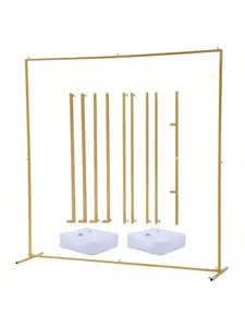 8x8 FT Square Wedding Backdrop Stand, Metal Balloon Arch Stand For Party And Ceremony,Square,Gold
