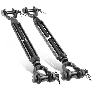 2 Pack 3/8" Black Turnbuckle Heavy Duty Jaw and Jaw Turnbuckle, 1200 Lbs Working Load Limit, Large Turnbuckles Tensioner for Cables Wire Rope, Anti Sag Gate Kit, Fence Deck, Sun Shade Tent