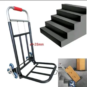 330 LB Heavy Duty Folding Trolley with 28mm Diameter Telescopic Ergonomic Handle, 6x360° Rotary Wheels, Rope & Sturdy Construction for Stairs, Material Transportation