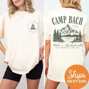 Vintage Camp Bachelorette Shirt, Custom Camping Bachelorette Shirts, Outdoor Mountain Bride Tee, Retro Lake Themed Bridal Party, Hiking Bach SAND