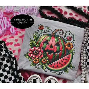 Country Watermelon Pumpkin Tattoo Style T-Shirt or Sweatshirt Funky and Fun Design