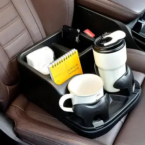 Center Console for ,  Console Organizer with Drink Holder, Console Adjustable Cup Holder for , Floor Console for , Minivans, Suvs,  Organizer (Black)