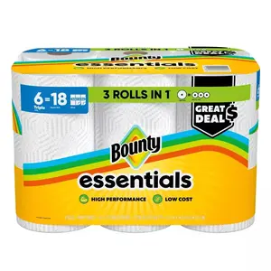 Bounty Essentials Select-A-Size Paper Towels - 6 Triple Rolls - 2-Ply - 162 Sheets