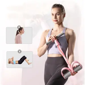 【Value Bundle】Merach Multifunction Pedal Resistance Band Elastic Pull Rope Thigh Trainer Waist Twister and Push-Pull Roller Fitness Full-Body Workout at Home Gym Exercise Sit-up, Yoga, Abdominal Training