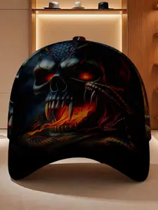 Flame Skull Baseball Cap, Bold Fashion Statement for Casual Daily Wear, Comfortable and Stylish Hat, Street Style All Seasons