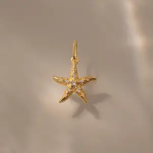 Pave Starfish Charm by Caitlyn Minimalist - Dainty Diamond Star Charm for Necklace - Ocean Animal Pendant - Boho Jewelry - Gift for Her