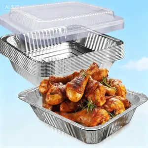 10 Pack Half Size Deep Aluminum Pans with Lids, 9x13 Disposable Foil Containers for Baking, Heavy Duty Steam Table Trays, Durable Roasting Pans for Cooking, Reusable Heating Food Storage