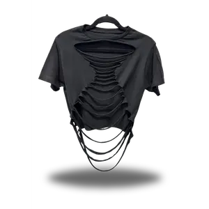 ROAD RASH BLACK CROP TOP 5.0 Round Neck Casual Shortsleeve Unisex 100% Cotton T-Shirt