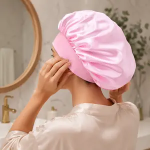 Silk Satin Sleep Cap for Women High Elasticity Wide Brim Hair Bonnet Soft Night Hair Cover for Curly Hair Protection and Daily Hair Care