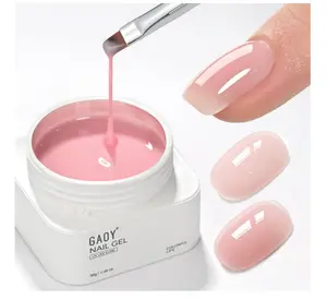 GAOY Colored Builder Base 30g with a Brush, 4-in-1 Long Lasting Nail Builder Gel Nude Pink Natural Jelly, Soak Off UV Light Cure Nail Strengthening, Light Pink