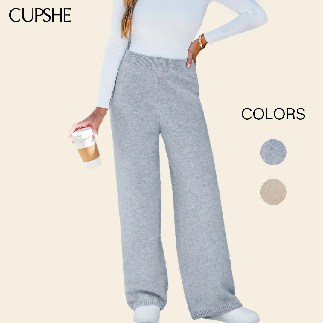 CUPSHE TikTokShopSpringGlowUp Hushed Tones Loose Leg Knit Pants Womenswear Womensfashion