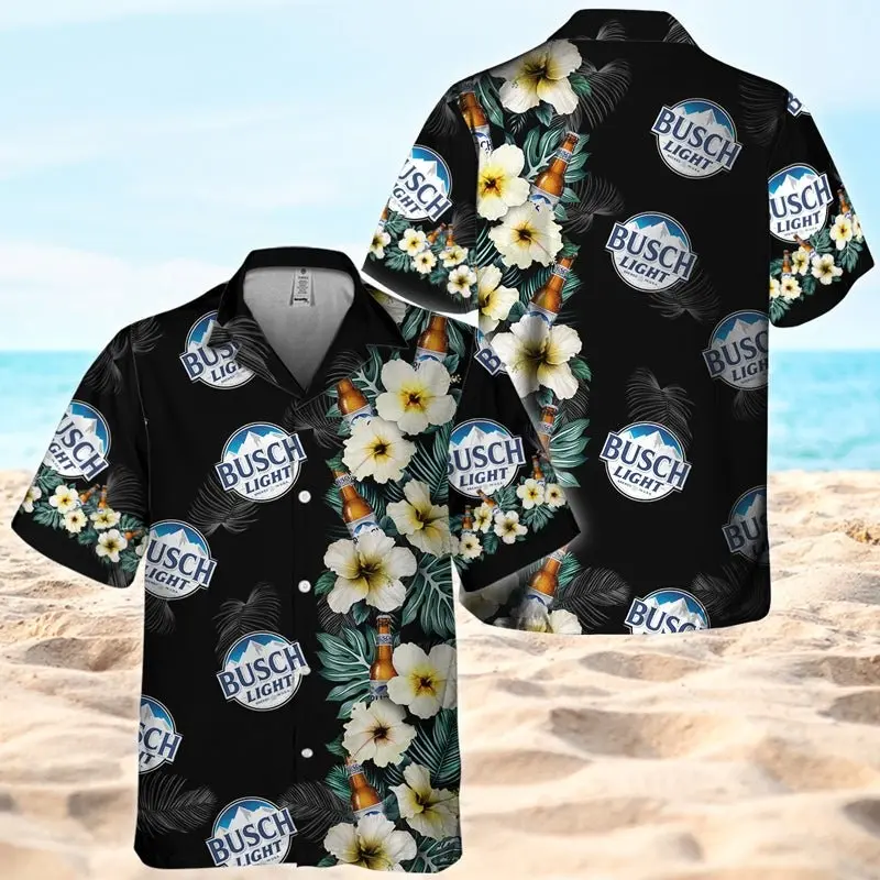 Busch Light Tropical Floral Hawaiian Shirt  summer vacation , Button Up Shirt, Gift for man and woman, Father day