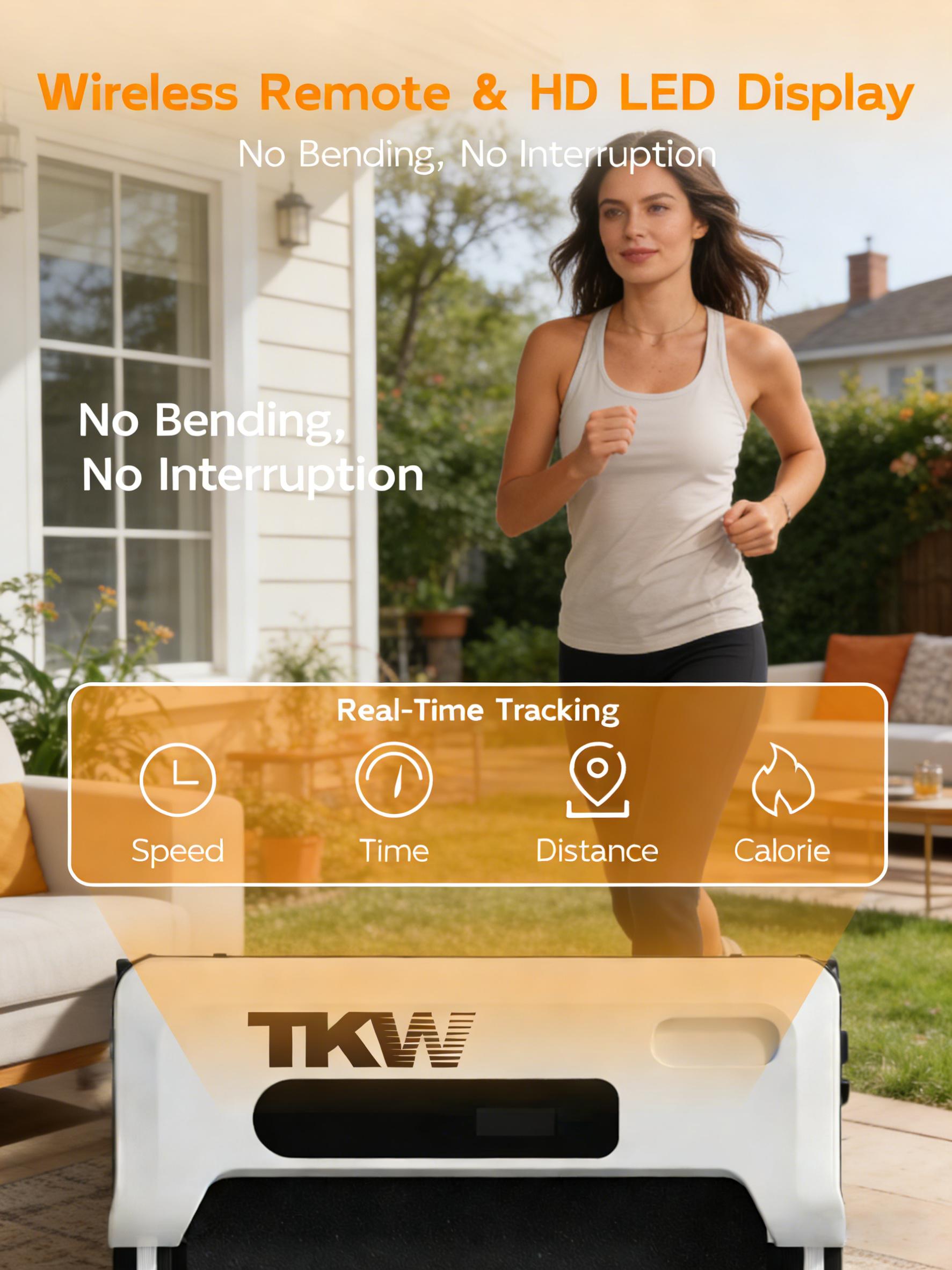 【2026 Fresh Appearance】TKW 4-in-1 Foldable Treadmill with Vibration Function & Armrests, Portable Quiet Walking Pad for Home & Office, LED Display for Walking & Jogging