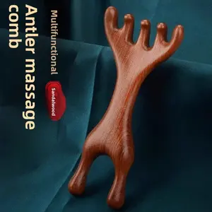 Deer horn comb frog massage comb meridian comb scalp five-claw sandalwood comb small frog massager nose scraper small comb Relief Roller Body Care