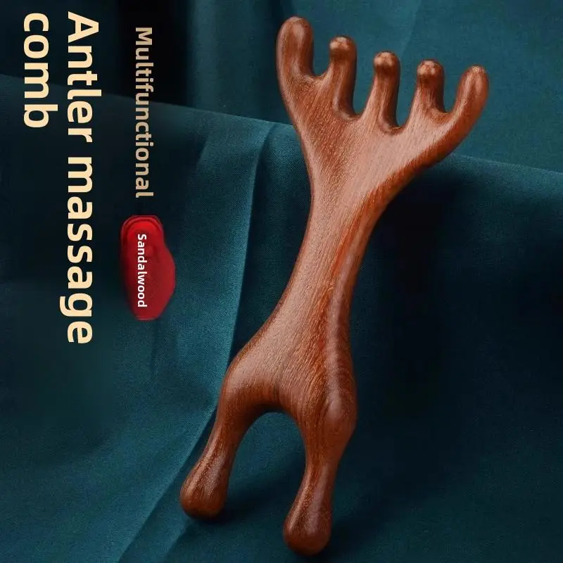 Deer horn comb frog massage comb meridian comb scalp five-claw sandalwood comb small frog massager nose scraper small comb Relief Roller Body Care