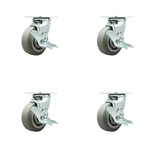 Service Caster TOOL-SCC-30CS520-TPRRF-TLB-4 Tool Box Caster Wheel Set - 5 in. Non-Marking, Easy Rolling Thermoplastic Rubber Flat Tread Wheels