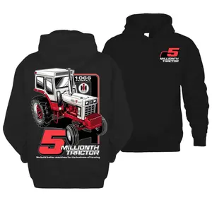 Farmall Hoodie Tshirt – 5 Millionth Tractor 1066 Graphic, Red Vintage Tractor Hoodie, Black Workwear Pullover, Unisex Agriculture Sweatshirt for Farm Lovers