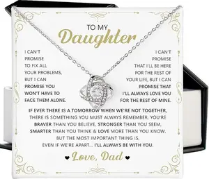 To My Daughter Gifts from Dad with Heartfelt Message & Elegant Box, Daughter Necklace from Dad, Love Knot Necklace For Daughter, Father to Daughter Gifts, Birthday Gifts