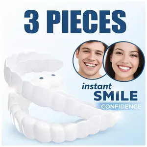[3 PACK] 1-Minute Custom Fit Veneers No Pain Soft Silicone Snap-On Teeth, 2026 Upgrade Smile Hack Reusable Temporary Dentures Kit for Instant White Confident Shine Top Teeth