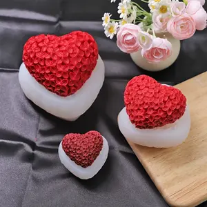 Heart Rose Flower Design Candle Wax Melt Mold, Aromatherapy Soap Making Mold, Valentine's Day Crafting Supplies - 1pc