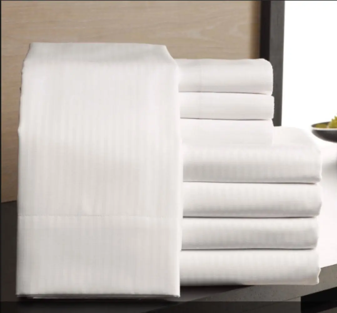 Rifz GSS608015-T250 T-250 Satin Striped Cotton Blend Fitted Sheet - Queen Size - Pack of 6