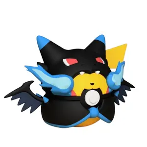 Pikachu Mega Charizard X Poncho Poke Ball - Inspired 3D Printed Collectible