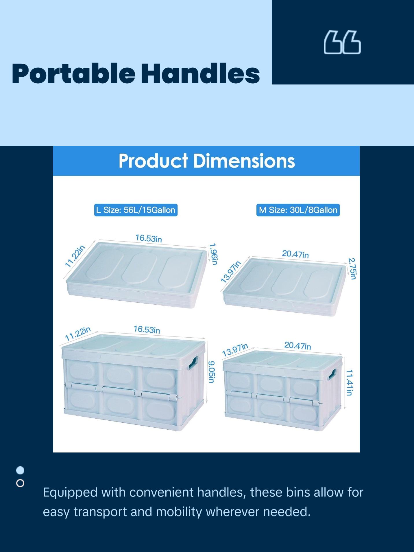 Collapsible Storage Bins with Dustproof Lid, Waterproof Interior, Stackable Design, Ideal for Camping, Fishing, and Living Room Use