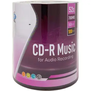 100 Pack  Digital Audio CD-R Music 52X 700MB/80Min Branded Logo Blank Recordable Disc