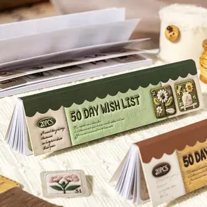 20 Sheets/pack 50 Days Wish List Series Die-Cut Sticker Book Handmade Journal Material DIY Scrapbook Diary Photo Frame Phone Case Desk Calendar Sticker Packs
