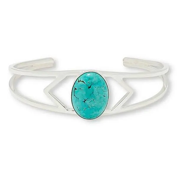 Mine Finds by Jay King Baja Turquoise Sterling Silver Oval Stone Cuff Bracelet