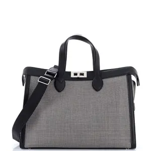 Pre-owned FENDI Wool Top Handle Bags Peekaboo ISeeU Forty8 Handbag Houndstooth by Rebag