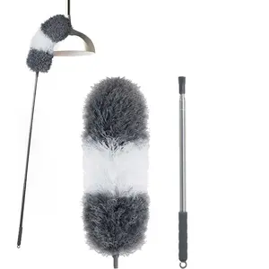 Microfiber Feather Duster with 100 Inch Extendable Long Pole, Reusable Washable Duster for High Ceiling Fans, Furniture, Blinds & Cobwebs