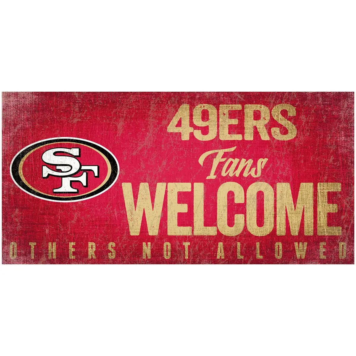 San Francisco 49ers 12x6 Durable Wooden Wall Art Plaque - Sport-Themed Decor Sign with Rope Hanger, Home Supplies for Game Day Fan Room Accessories, Decor Signs