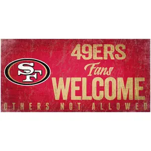 San Francisco 49ers Wood Sign Fans Welcome 12x6