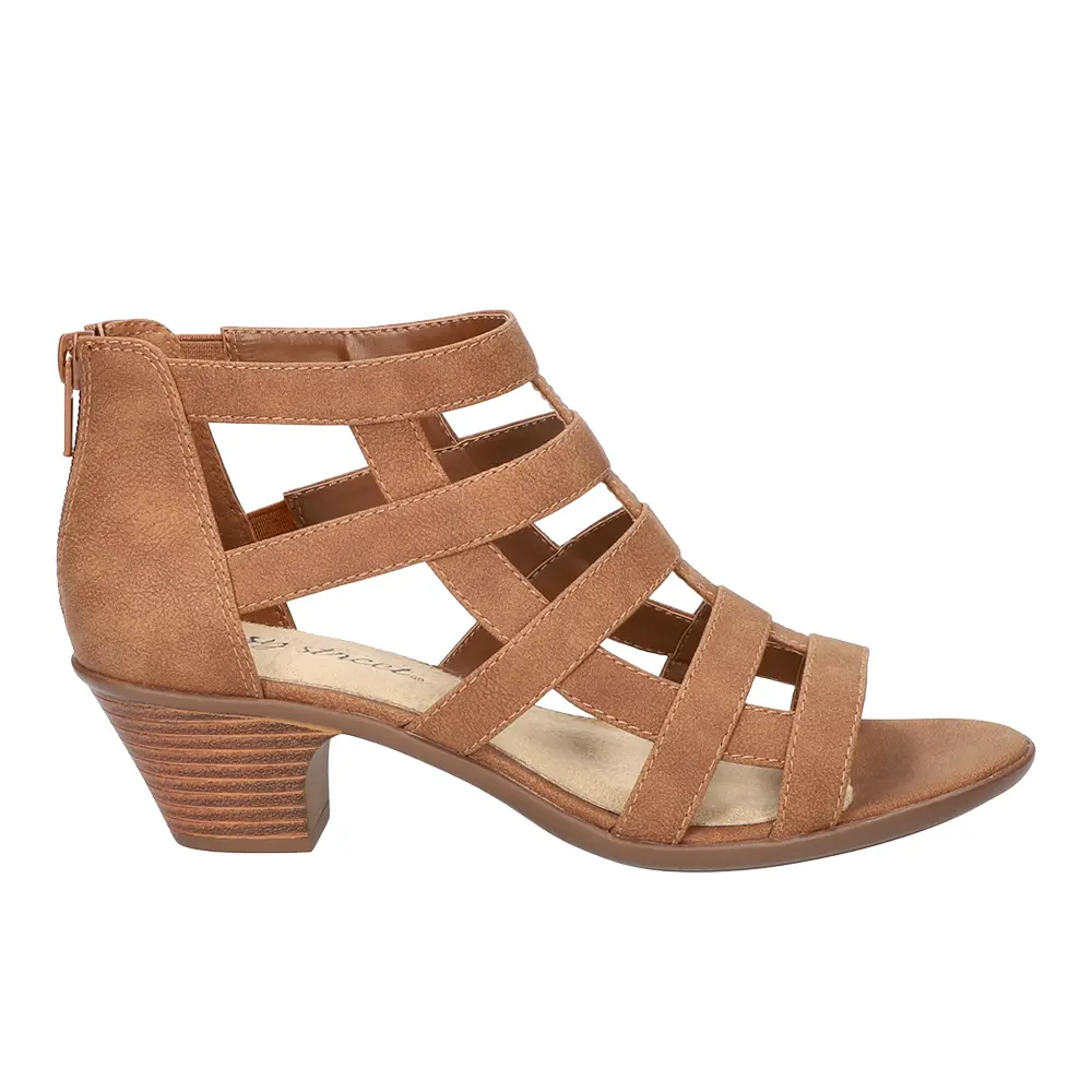 Easy Street Womens Marg Block Gladiator Casual Sandals Casual Mid Heel 2-3" - Brown