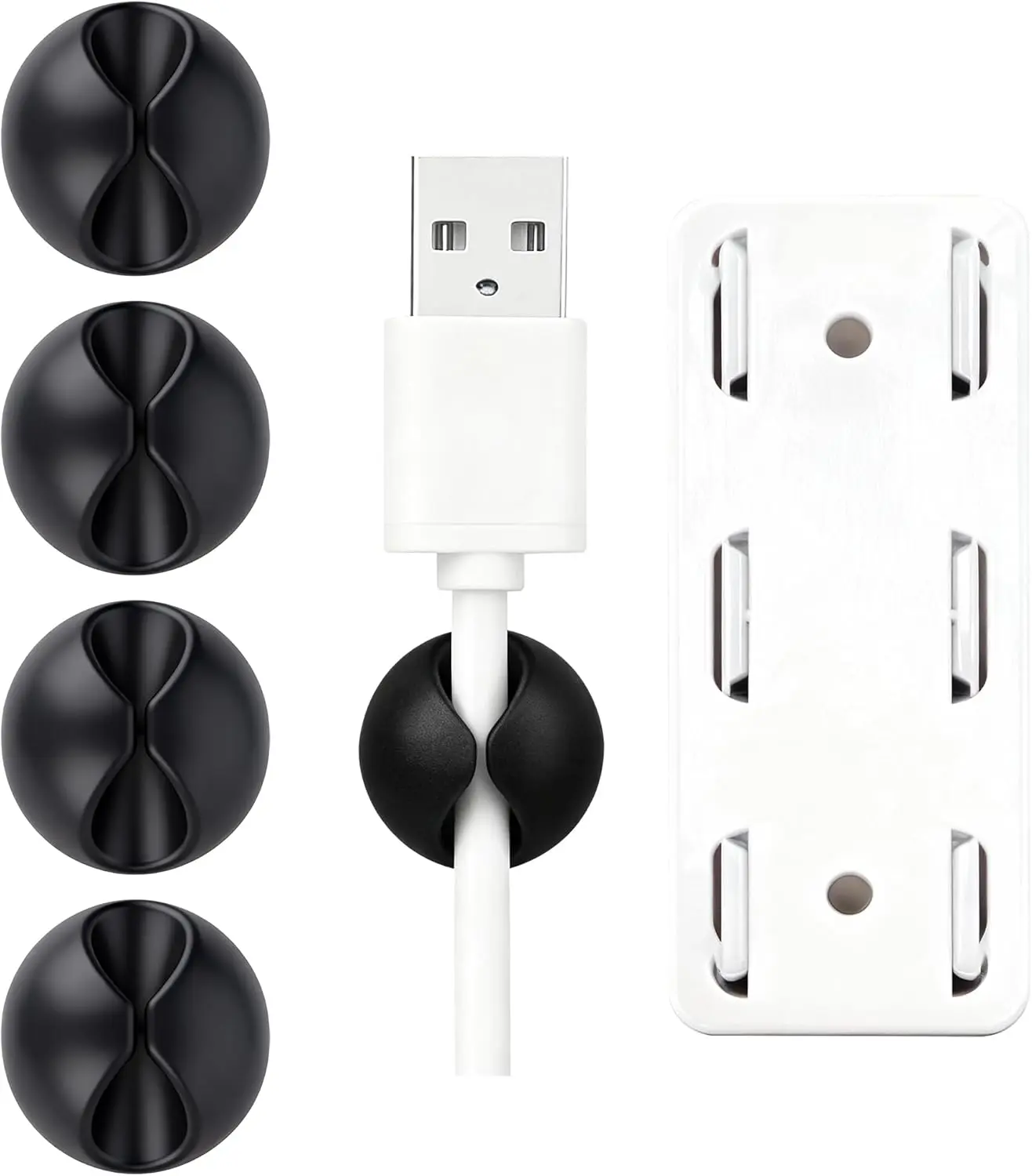 4PCS Adhesive Cord Organizer Clips - Wire Holder for Charging Cables, Desk, Nightstand, Cable Management Solutions