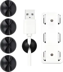 4PCS Adhesive Cord Organizer Clips - Wire Holder for Charging Cables, Desk, Nightstand, Cable Management Solutions