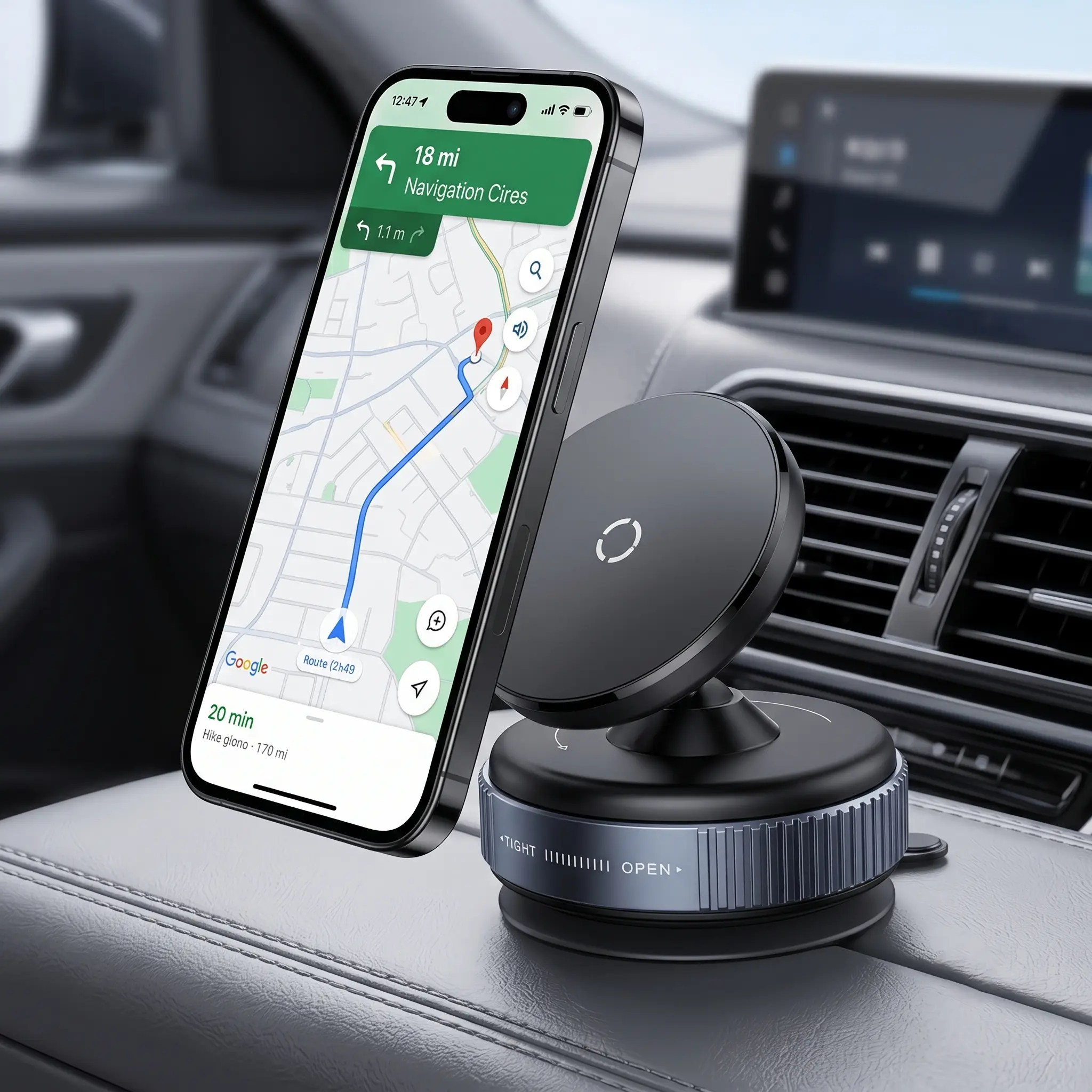 XDBN 2PCS 66lb Strong Vacuum Magnetic Car Phone Holder, Large Suction Dashboard Mount for Hands-Free Driving