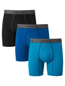 Hanes Men's Comfort Flex Fit Ultra Soft Cotton Stretch Boxer Briefs 3-Pack