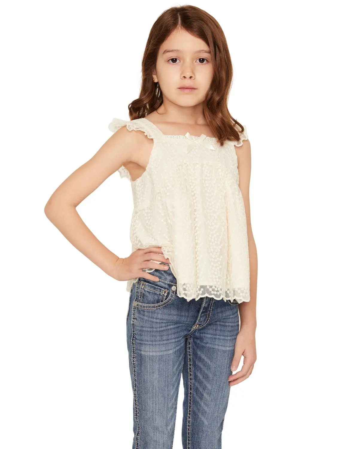 Shyanne Girls' Eyelet Sleeveless Tank Top - Sgsu26k1-Crm
