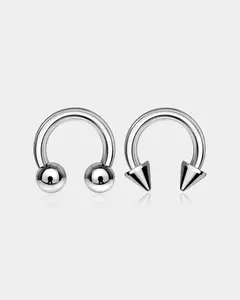 2PCS 12G Spike Ball Internally Threaded Titanium Septum Ring