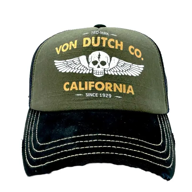 Green Von Dutch Co. CREW Distressed Trucker Hat